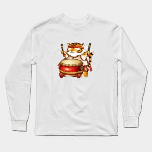 Cute CNY Year of the Tiger Drumer Long Sleeve T-Shirt